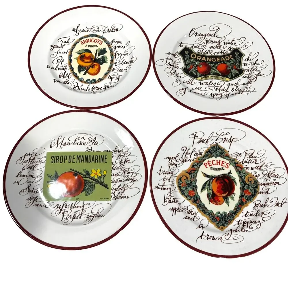 Williams Sonoma Rosanna Canape Plates (4) Fruit Design Tidbit Appetizer Display